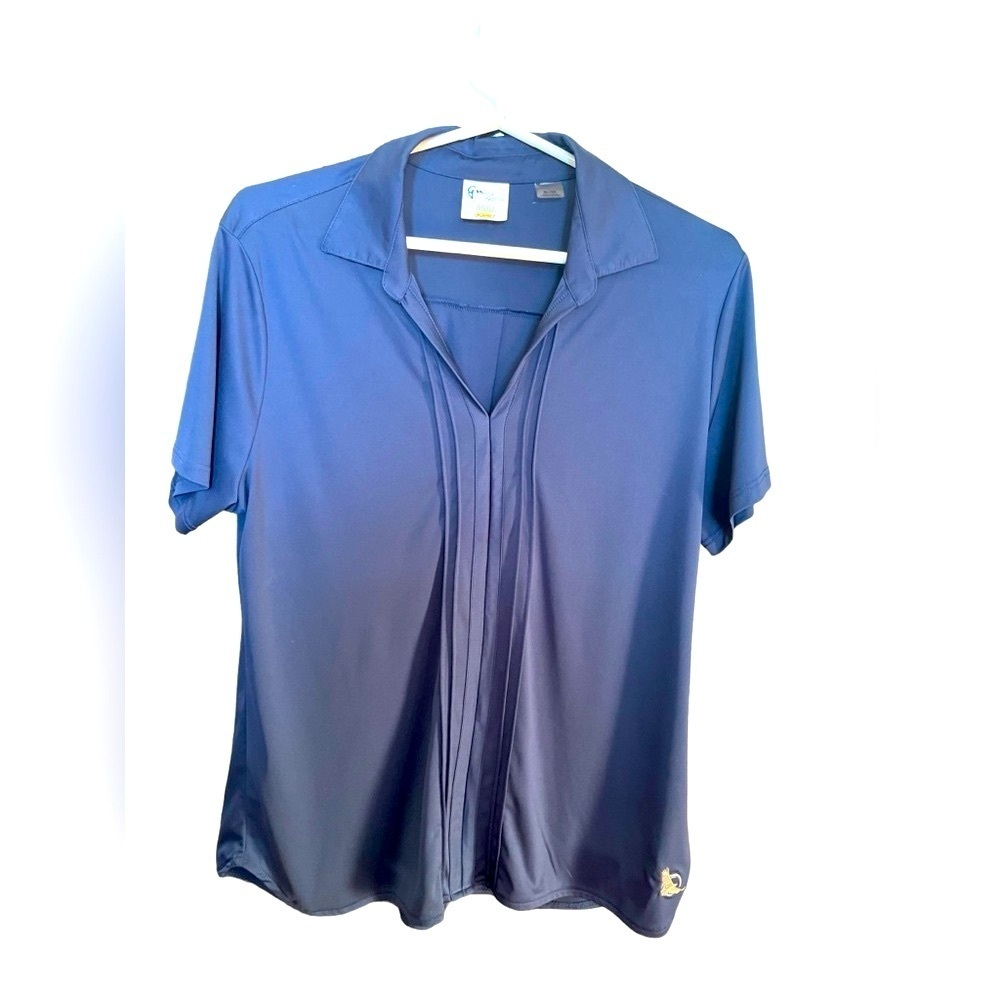 Greg Norman Play Dry Golf Shirt Shark V Neck Navy Blue XL